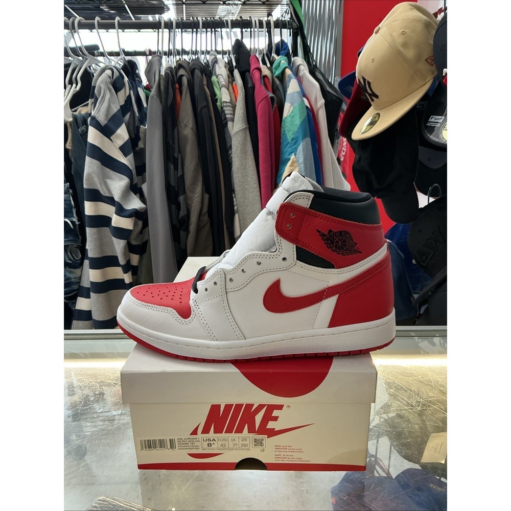New Air Jordan 1 Retro High OG Heritage White/Red/Black 555088-161 Men's 8.5